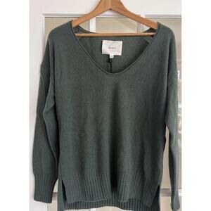 Bandier Wesley  Forest Green Crosby 100% Cashmere Sweater XS V Neck $298 NWT